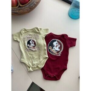 Florida State Seminoles FSU Baby Bodysuit Set 2pc Maroon Red 3-6M